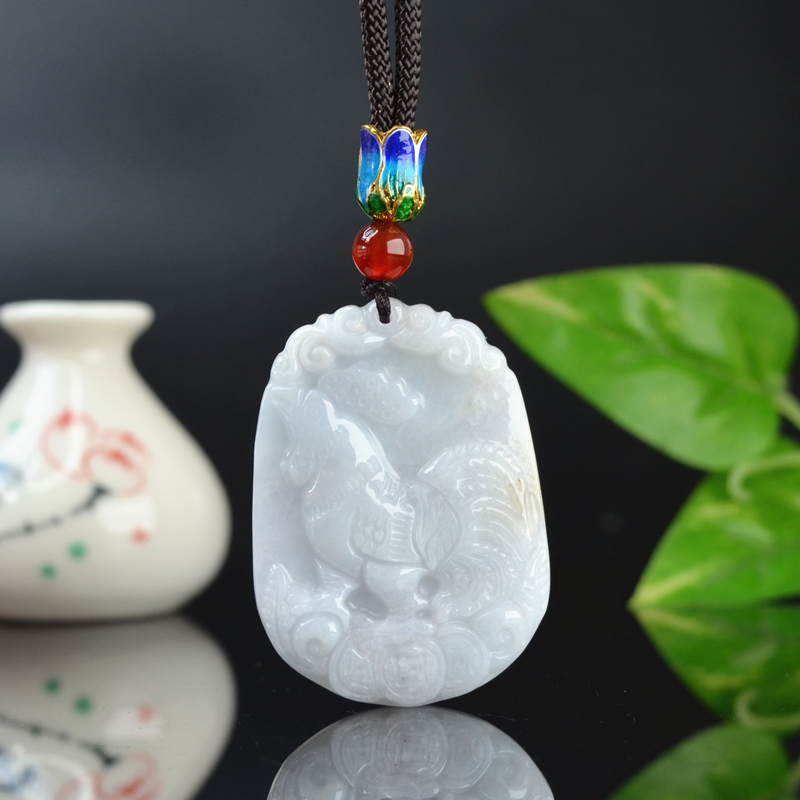 天然a货翡翠鸡挂件缅甸吊坠玉12生肖鸡牌男女玉坠520情人节礼物
