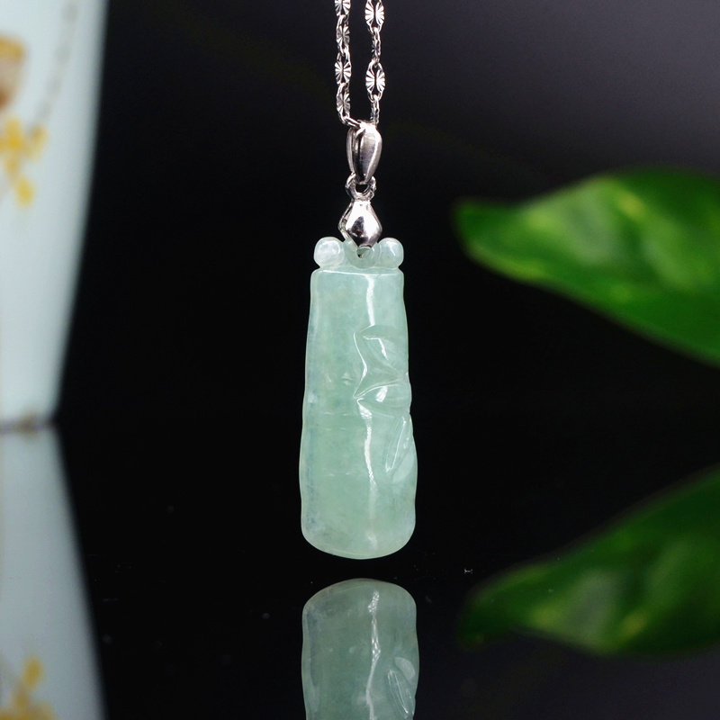 天然a货翡翠竹节挂件A货缅甸玉竹节吊坠花件节节高玉佩项链11024