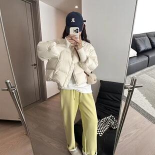 白色短款羽绒棉服女冬2025新款高端棒球领小个子保暖加厚棉衣外套