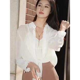 衬衫 百搭防晒设计感透视长袖 女上衣530185 2026夏款 阿玛施专柜同款
