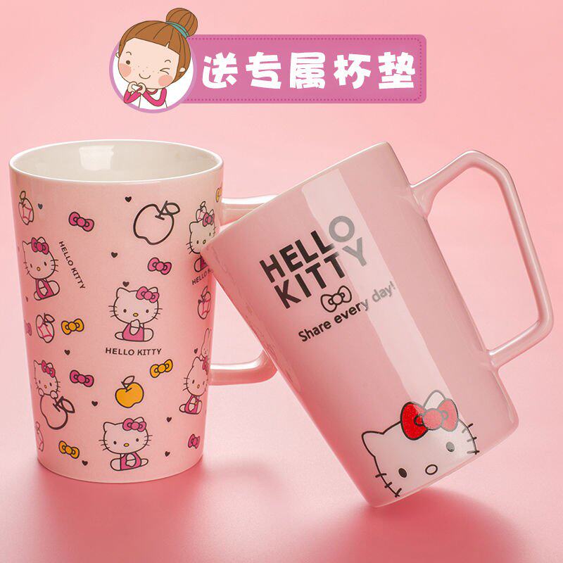 可爱KT凯蒂猫陶瓷水杯叮当办公室马克杯潮流男女情侣杯家用带盖勺|msdalam kategori pinggan mangkuk, Cup/cawan/cerek, Mug - dari Buy2taobao.com untuk memberikan perkhidmatan ejen Taobao profesional membeli