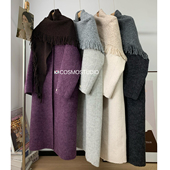 欧洲站披肩围巾苏丽羊驼绒双面羊绒毛呢大衣外套女中长款 2025冬季