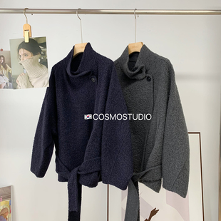 韩系金敏喜同款 新 圈圈羊驼毛腰带双面羊毛呢子大衣外套女2025冬季