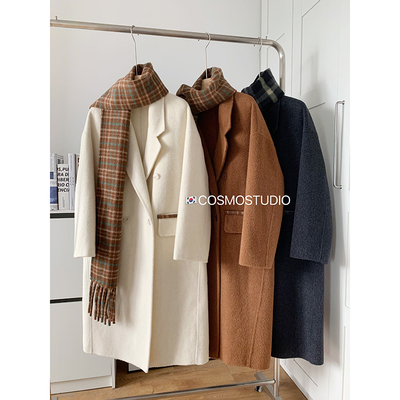 欧洲站格子围巾羊绒大衣外套