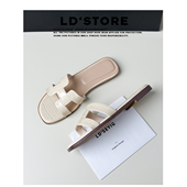 沙滩平底一字ins潮显白拖鞋 女外穿 凉拖鞋 夏时尚 限时78 羊皮版