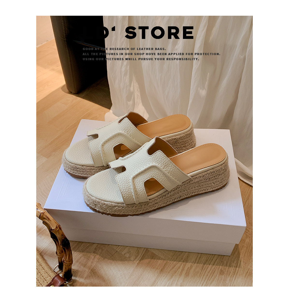 羊皮版~赵露思同款厚底银色凉拖鞋女2025新款松糕草编凉鞋夏外穿