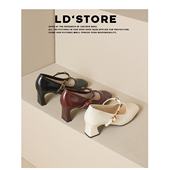 法式 复古玛丽珍高跟鞋 女2025新款 羊皮版 一字带通勤粗跟工作单鞋