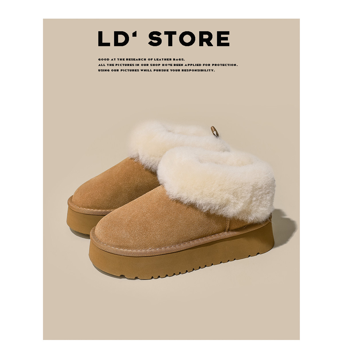 真皮羊毛~7CM内增高厚底雪地靴女冬季新款保暖加绒加厚毛毛鞋棉鞋,女鞋,时尚雪地靴,淘宝优惠券,粉丝福利购,淘宝优惠卷