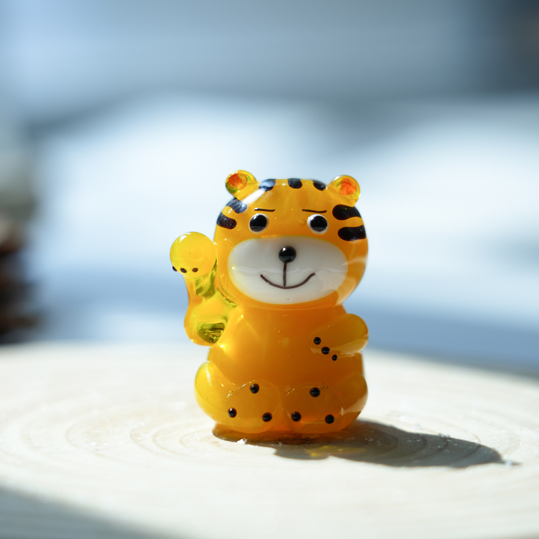 桌面玄关装饰手工琉璃招财虎