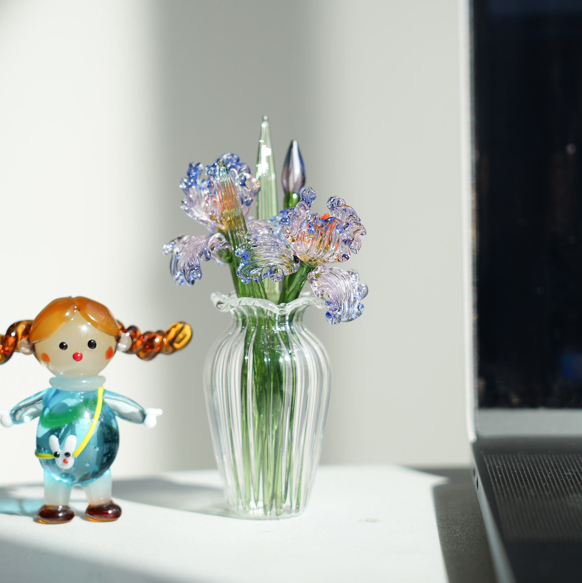 淄博琉璃仿真鸢尾插花桌面摆件