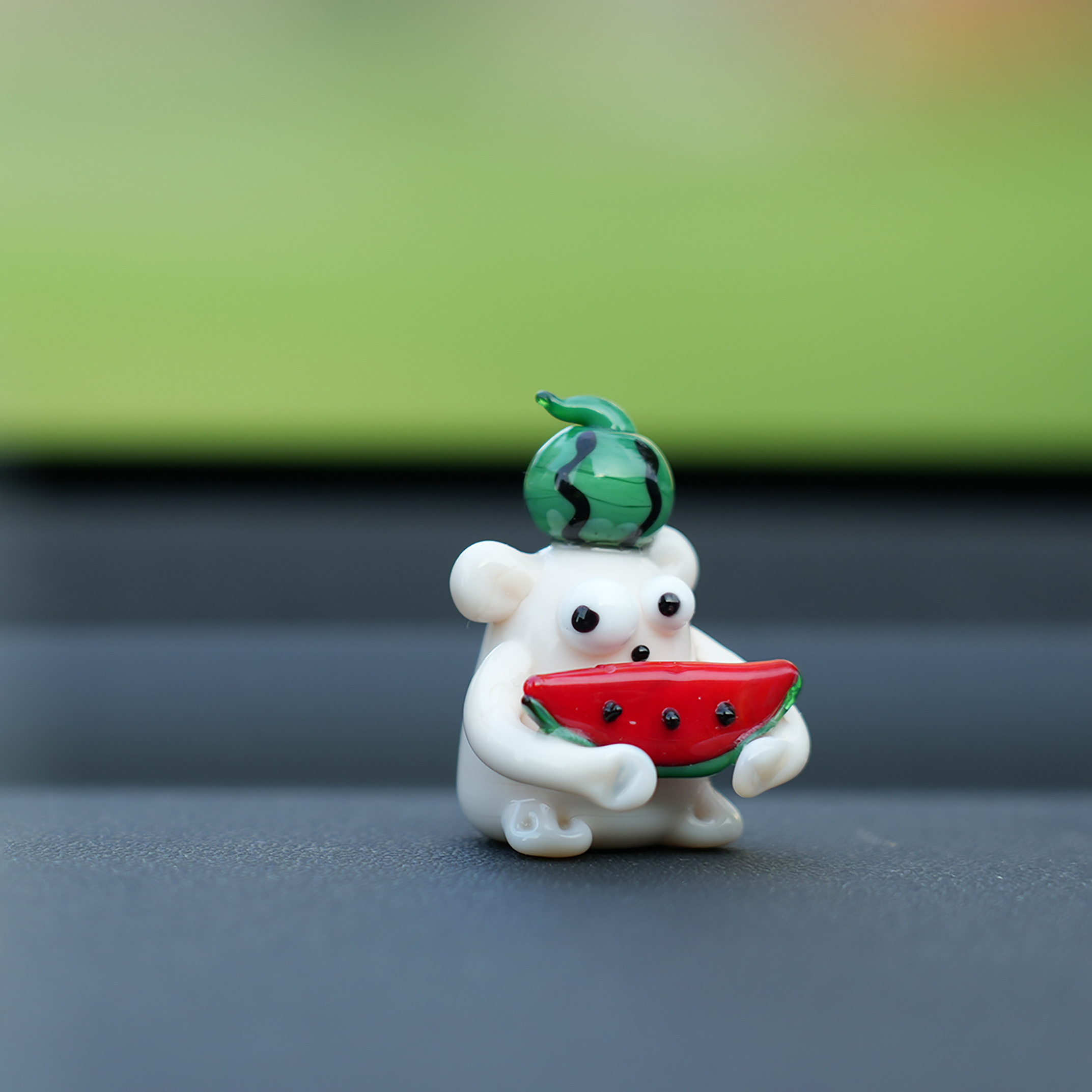 琉璃西瓜老鼠桌面手办摆件