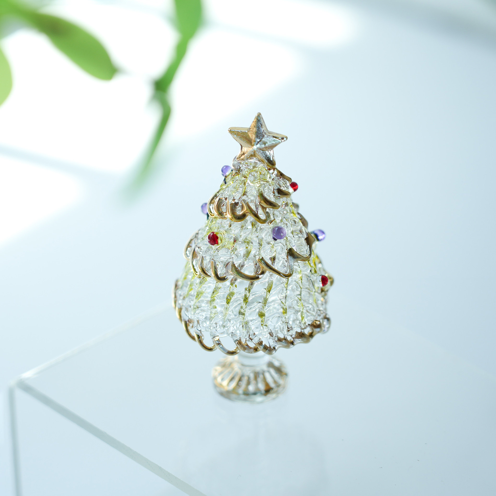 琉璃描金圣诞树桌面装饰摆件礼物