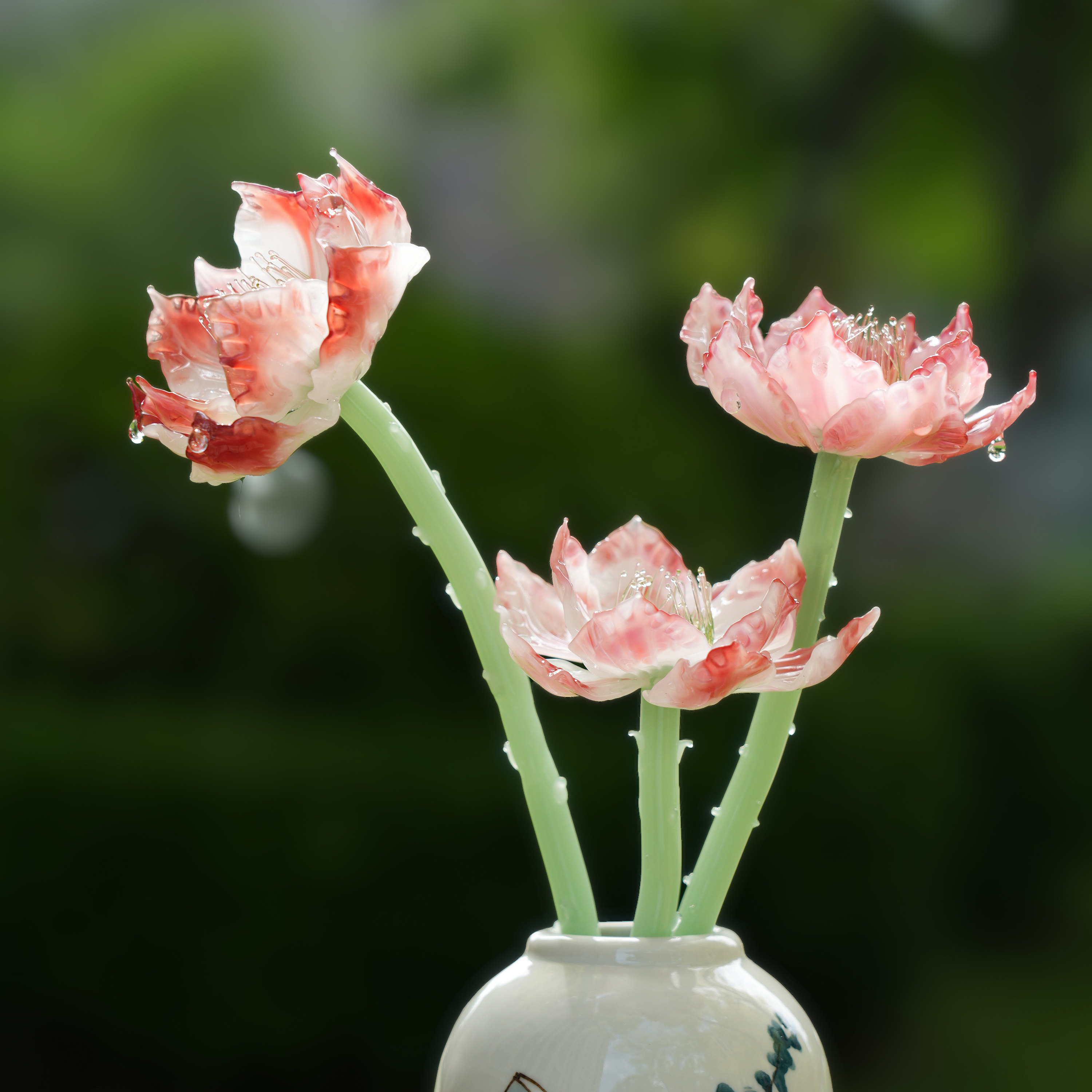 淄博琉璃手工艺品荷花花插摆件