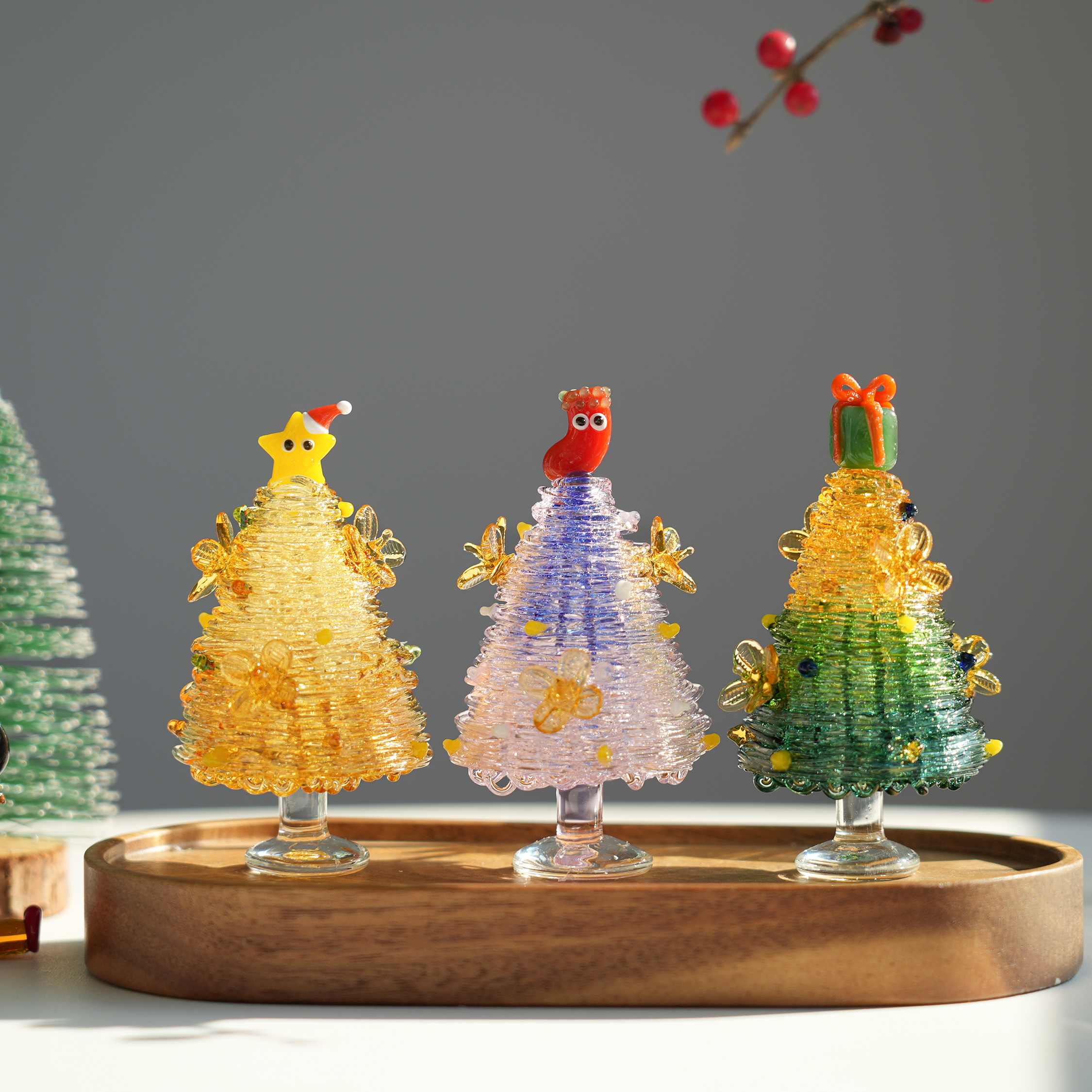 琉璃纯手工桂花圣诞树装饰摆件