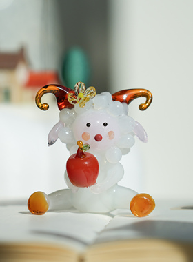 淄博琉璃手作小羊送平安车载桌面摆件可爱治愈卡通小绵羊生日礼物