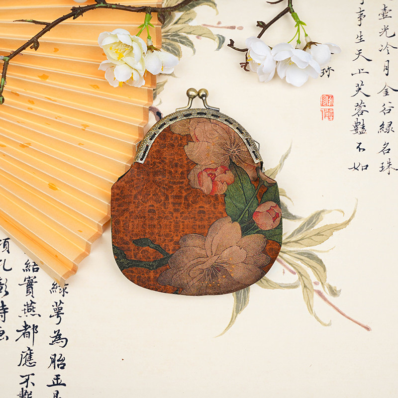 香云纱真丝搭扣零钱包便携中式