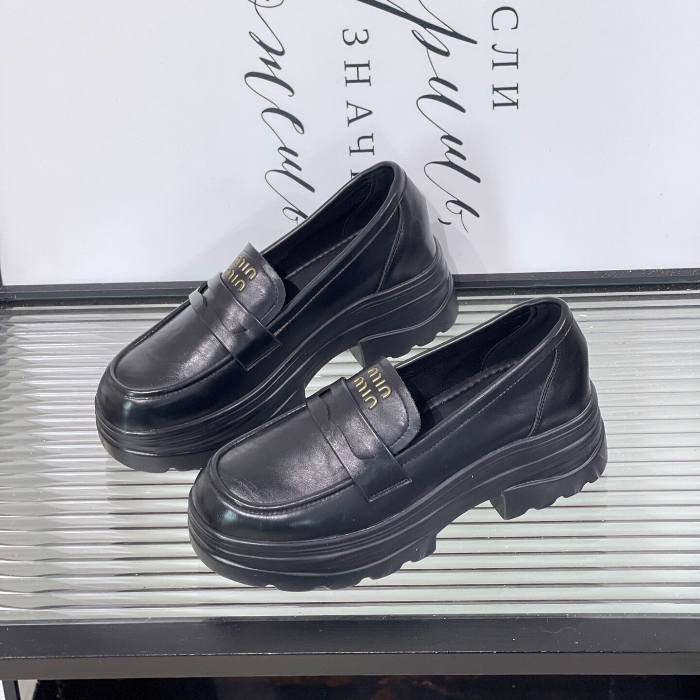 2025欧洲站厚底乐福鞋女英伦风松糕小皮鞋一脚蹬百搭单鞋粗跟女鞋