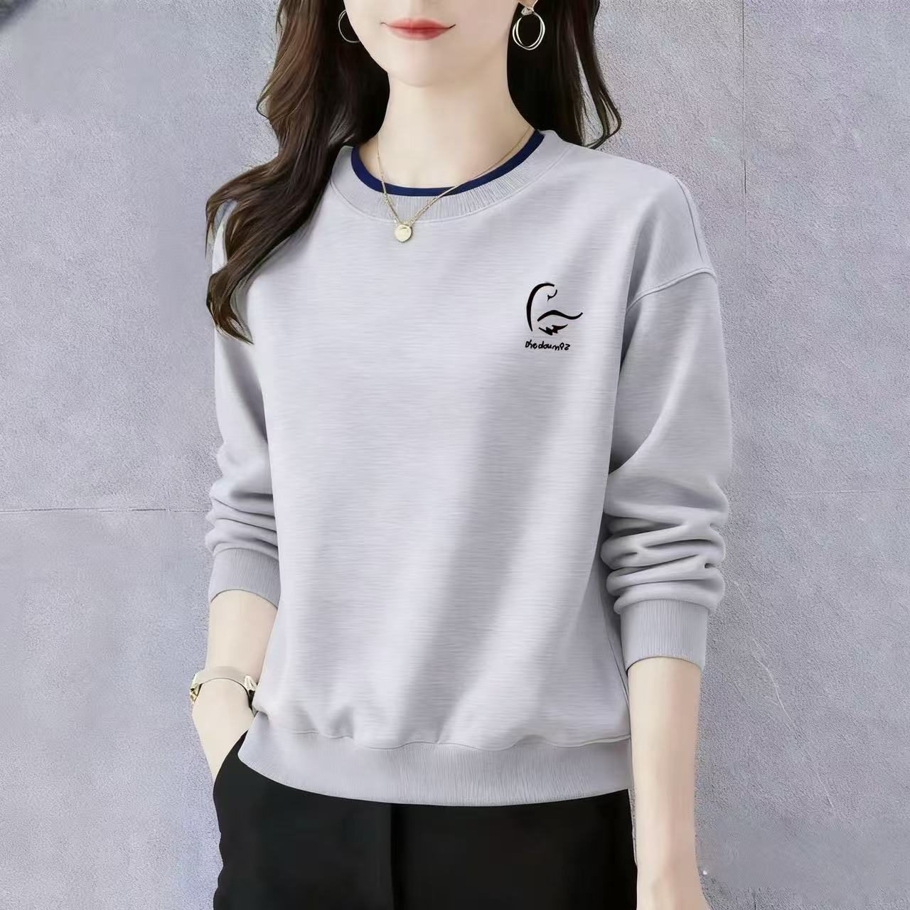 圆领套头卫衣女秋冬韩版新款宽松女装时尚洋气上衣高端厚款外套女