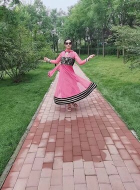 印度进口女装宝莱坞民族风刺绣安娜裙套装日常旅游舞蹈现货印巴新