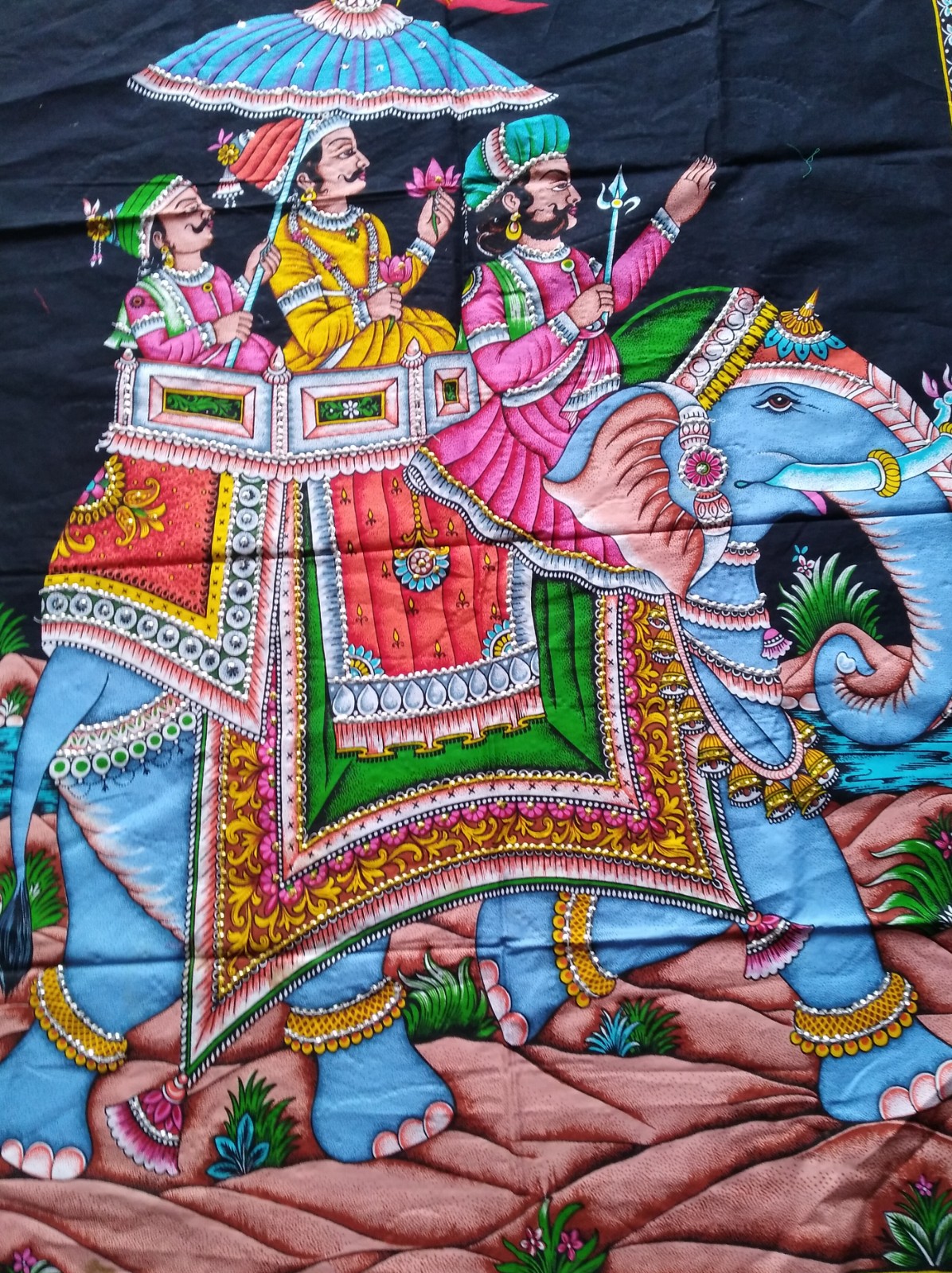 印度挂画墙画瑜伽馆装饰画印度神像茹阿达奎师那高清布画