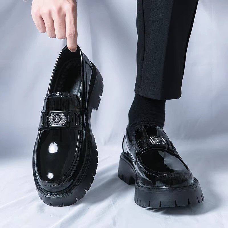 大头皮鞋男冬季懒人豆豆鞋厚底工装鞋内增高6CM英伦休闲乐福鞋男,流行男鞋,工装鞋,淘宝优惠券,粉丝福利购,淘宝优惠卷