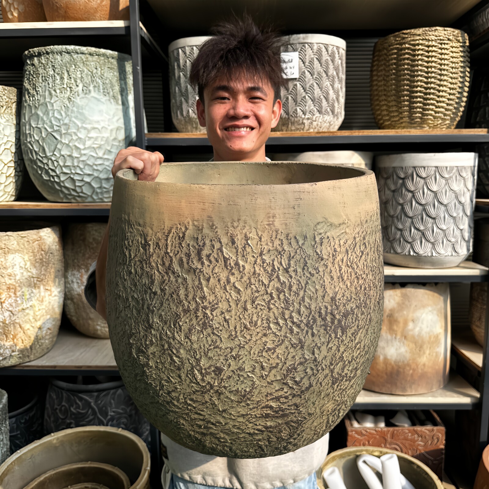 仿古大花盆赤贫风中古风水泥风工业风咖啡店民宿营地户外复古陶罐