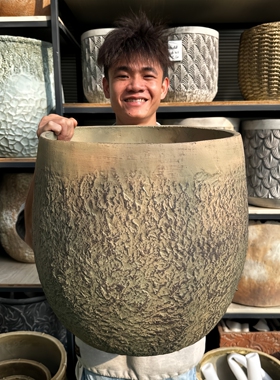 仿古大花盆赤贫风中古风水泥风工业风咖啡店民宿营地户外复古陶罐
