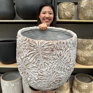 超大口径复古陶罐诧寂风种树花盆北欧简约轻奢落地咖啡店民宿花盆