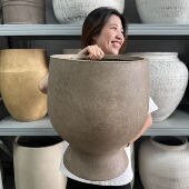 40cm口径中古风花盆蝴蝶兰大花盆原木风新中式 工业风民宿专用花盆