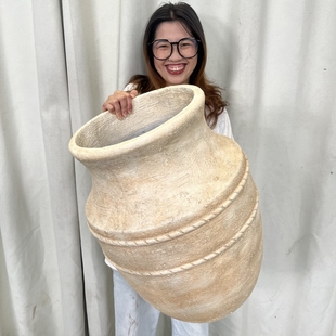 大口径复古大陶罐花盆新中式南法风诧寂风酒店民宿咖啡厅种树花盆