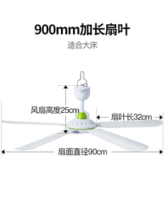 中联吊扇家用风扇吊顶五叶床上客厅餐厅吊扇大风力工厂遥控电风扇