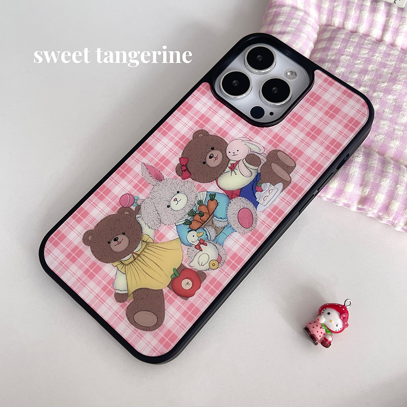 橘子很甜  小熊俱乐部原创黑边小熊手机壳适用苹果16proMax/15pro