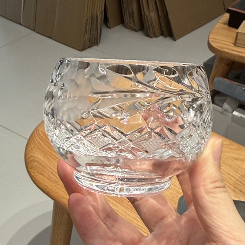 德国中古手工磨刻切割小号水晶杯茶杯酒杯 单个全新 约150ml