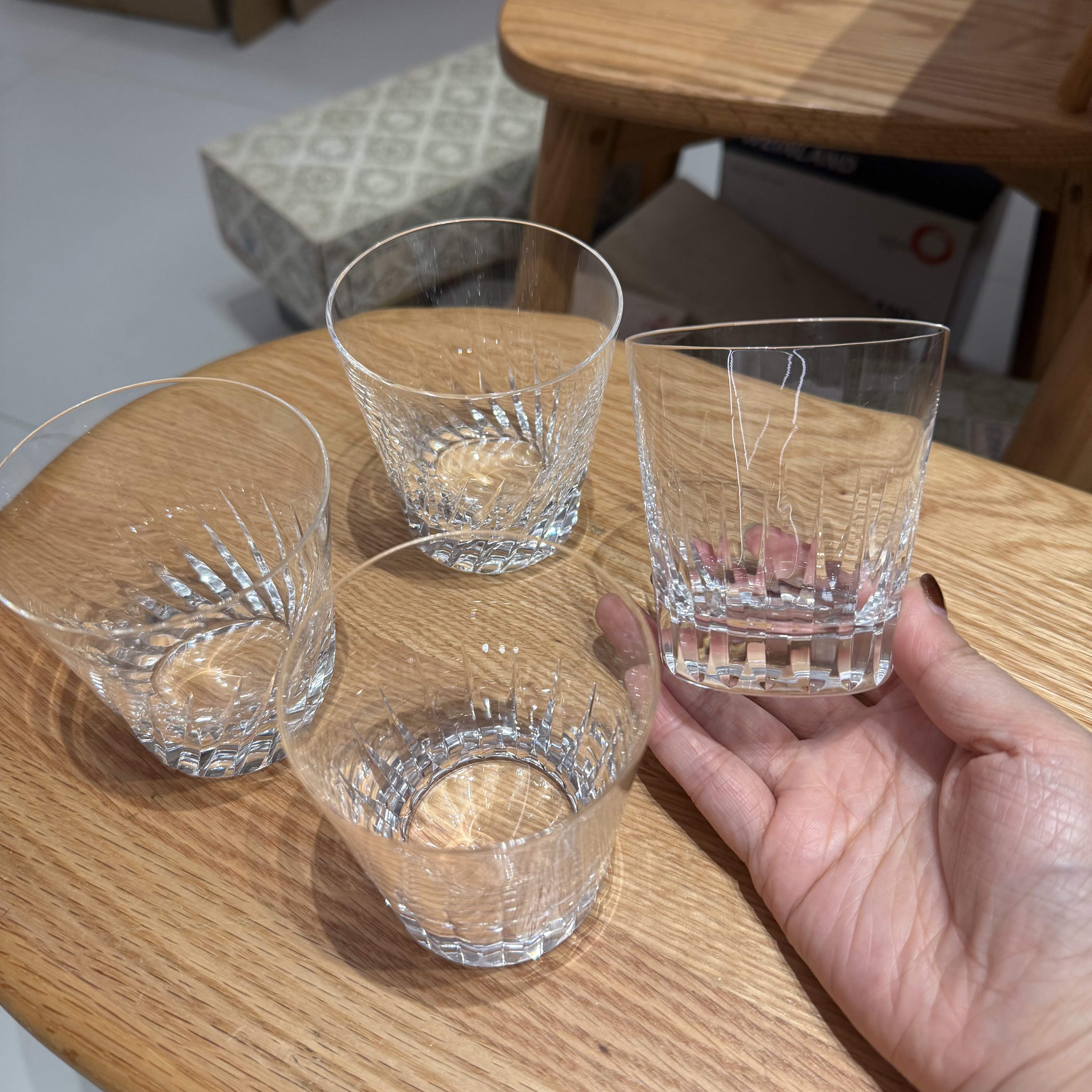 日本回流手切水晶杯威士忌酒杯水杯4只 散瓷无盒 全新 约250ml,餐饮具,洋酒/威士忌杯,淘宝优惠券,粉丝福利购,淘宝优惠卷