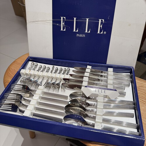 日本ELLE PARIS 不锈钢18-10西餐餐具刀叉套装25件套 瑕疵特价