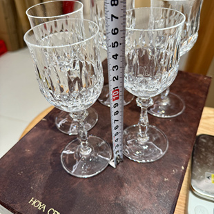 日本Hoya中古豪雅高切重工小号水晶高脚红酒杯 直筒高脚大容量