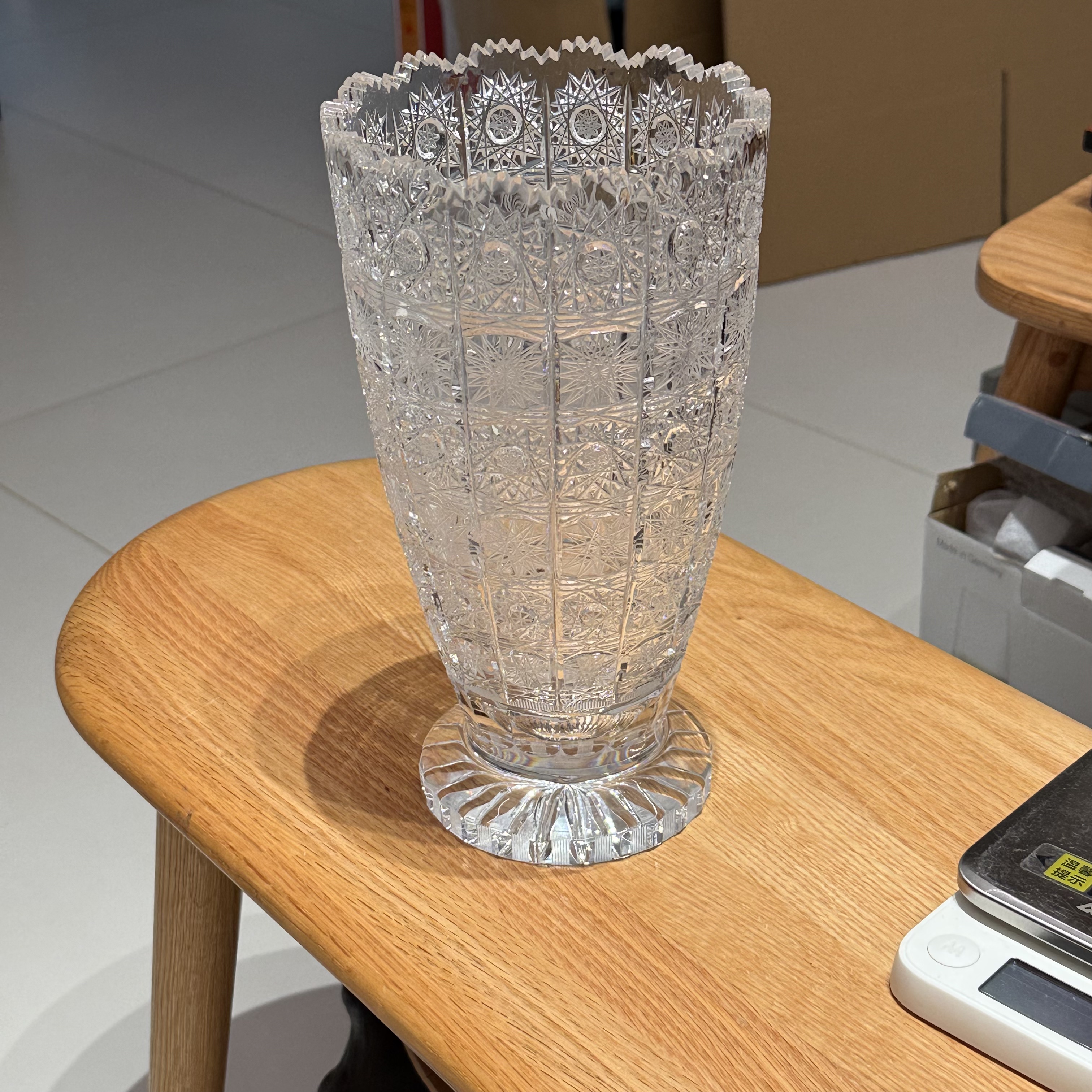 Bohemia波西米亚500pk手工切割重工水晶花器花瓶25cm 无盒全新