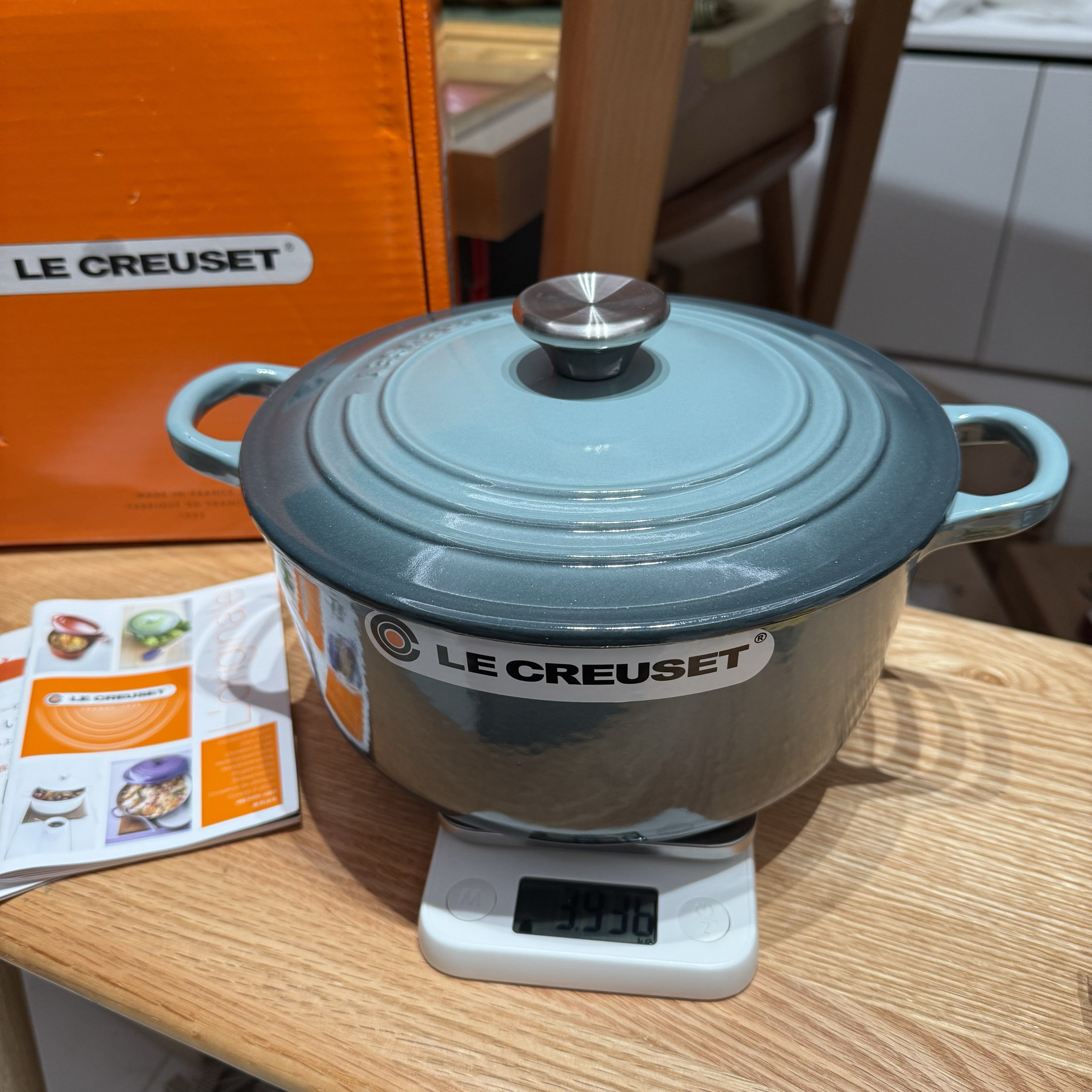 法国le creuset酷彩手工铸铁珐琅锅 绝版海盐色 法产 22cm