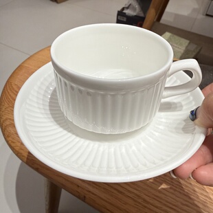 英国WEDGWOOD韦奇伍德浮雕骨瓷咖啡杯 宝瓶款 孤品约220ml 瓷感好