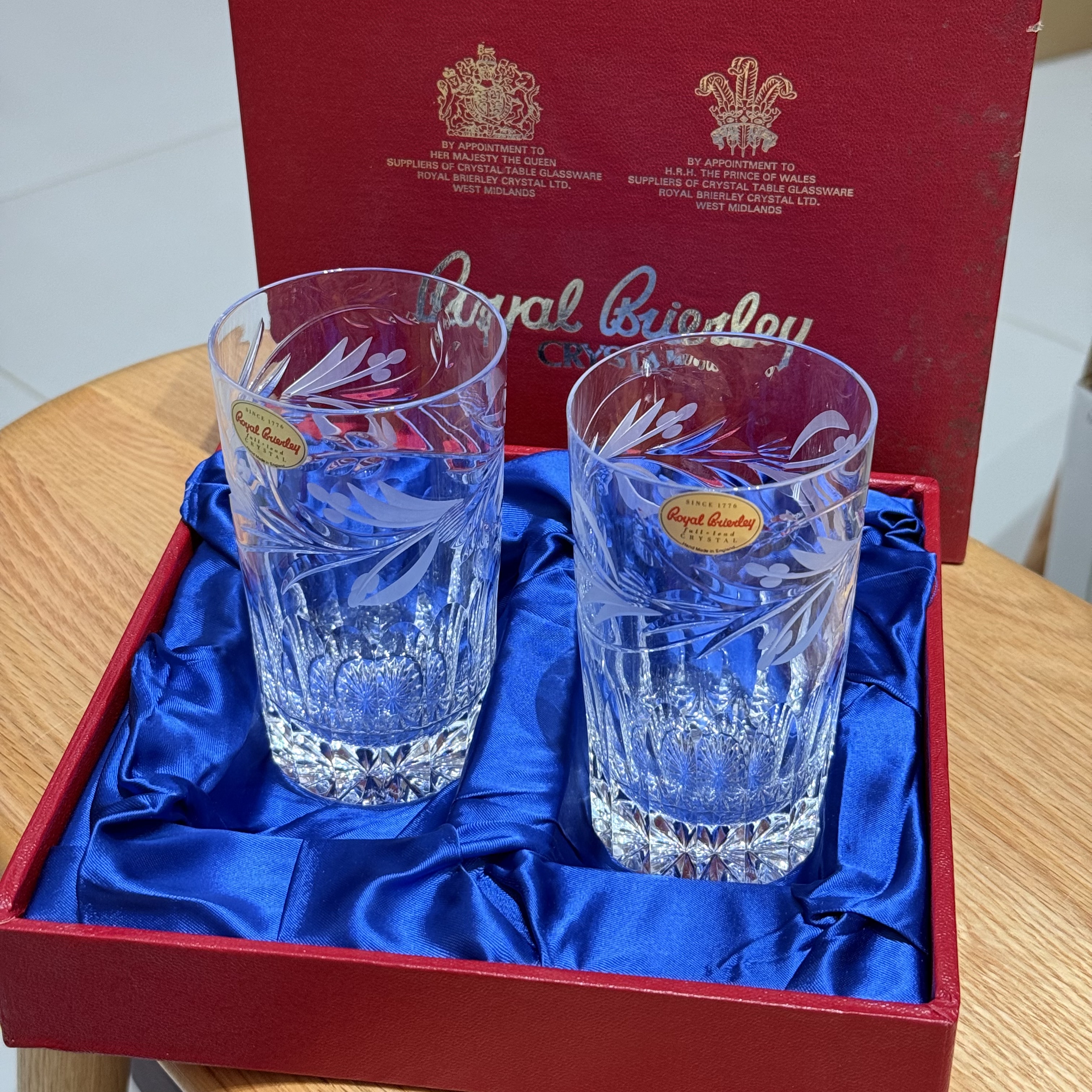 英国Royal Brierley皇家布莱尔利高端双重雕刻全铅水晶酒杯水杯