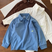 宣纸速干高尔夫POLO T恤 男童纯色翻领长袖 lemon pouch