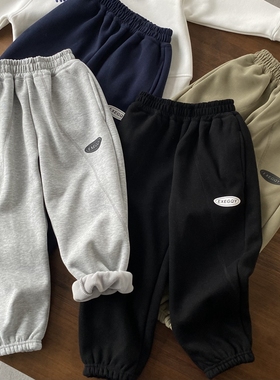 【季末福利】V【HB9670】一体绒图标运动裤