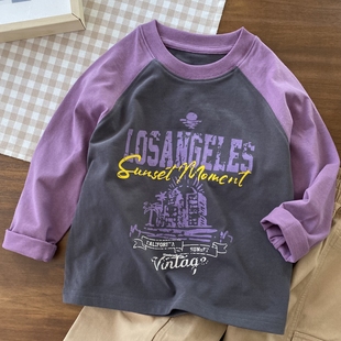 软糯 男童纯棉长袖 吸湿透气很亲肤 中厚 T恤 圆领打底衫