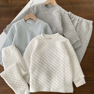 纯棉空气层内衣套装 pouch 加厚家居服打底保暖衣裤 lemon