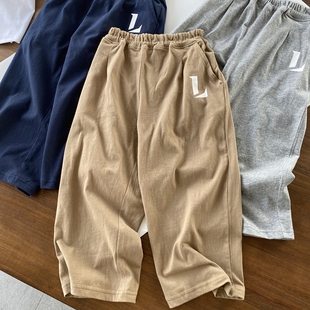 糯糯棉 POUCH 夏季 薄裤 儿童纯棉阔腿八分裤 子 LEMON