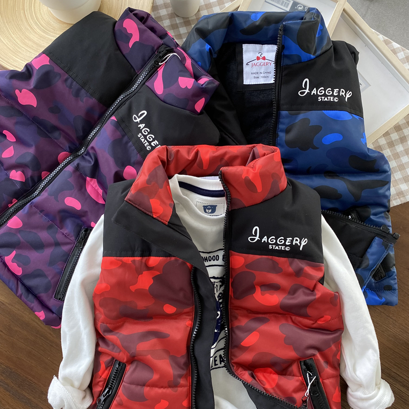 捡漏！搬仓库清仓！110-160中大童男童加厚迷彩马甲 夹棉背心