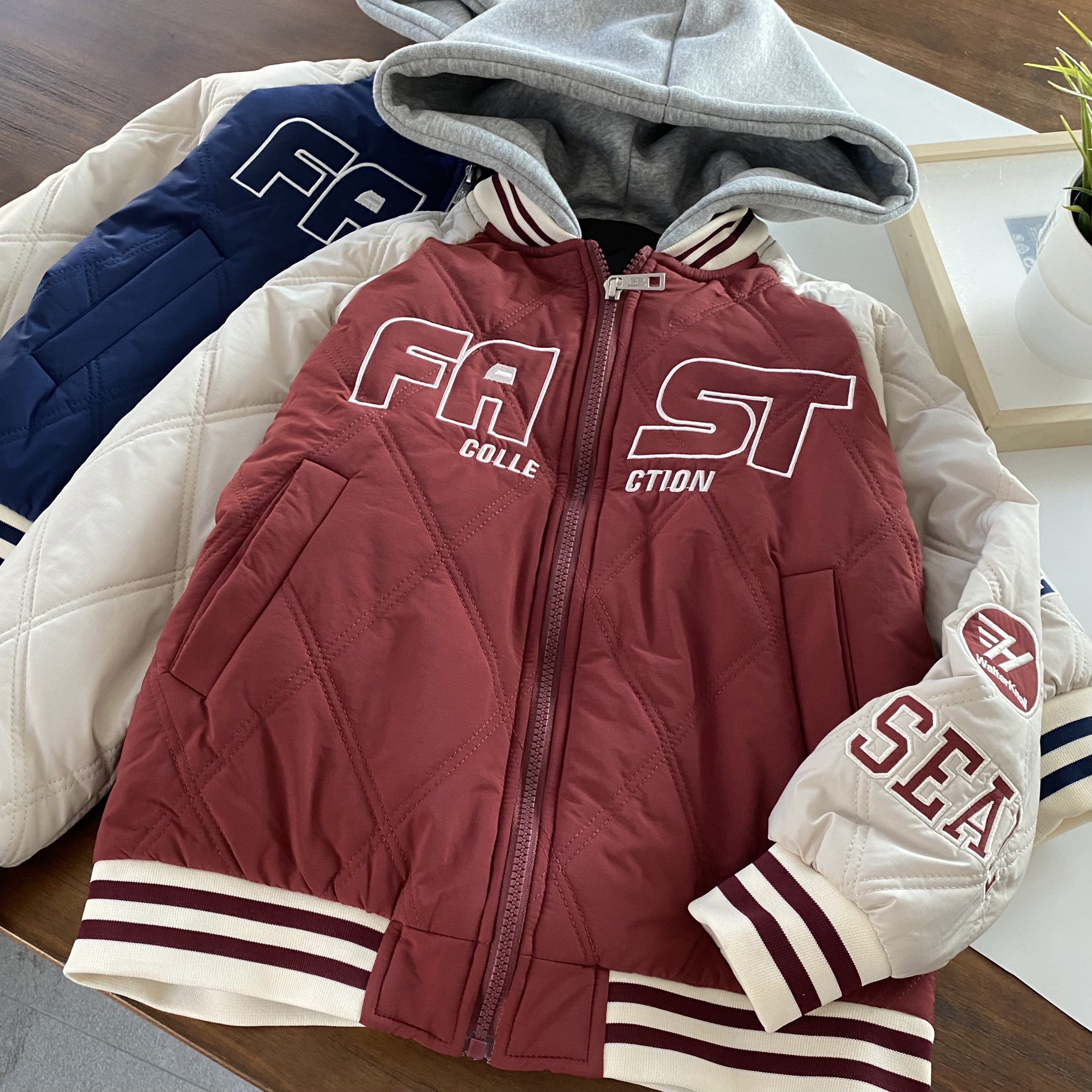 降温福利/学院风/男童连帽棉服/休闲运动加厚夹棉棒球外套,童装/婴儿装/亲子装,棉袄/棉服,淘宝优惠券,粉丝福利购,淘宝优惠卷