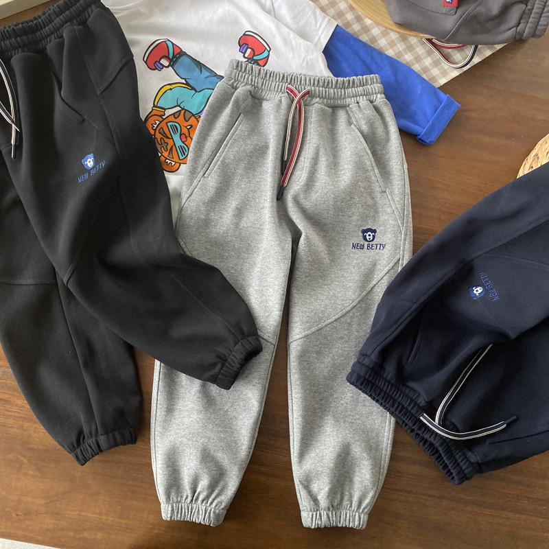 搬迁捡漏/暖冬实用/中厚单裤/深裆不勒松紧腰长裤/儿童男宝运动裤