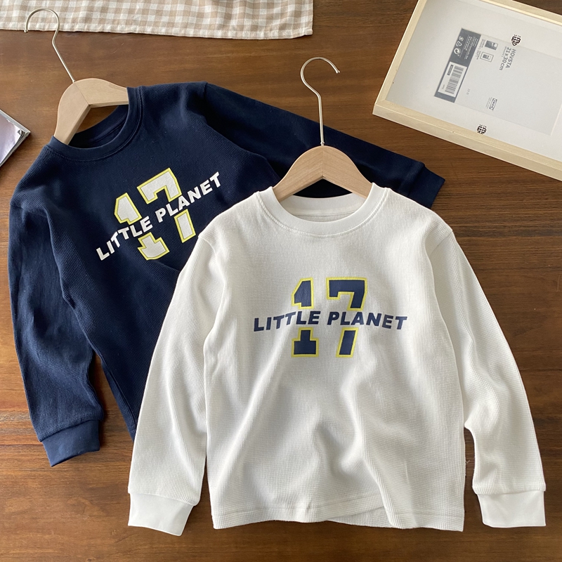 大米淘圆领欧美长袖华夫格