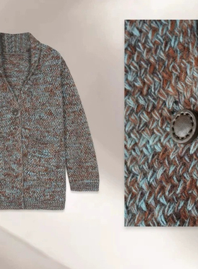 秋冬季新款时尚宽松女韩版条纹气质针织衫拼接毛衣上衣HBZ021